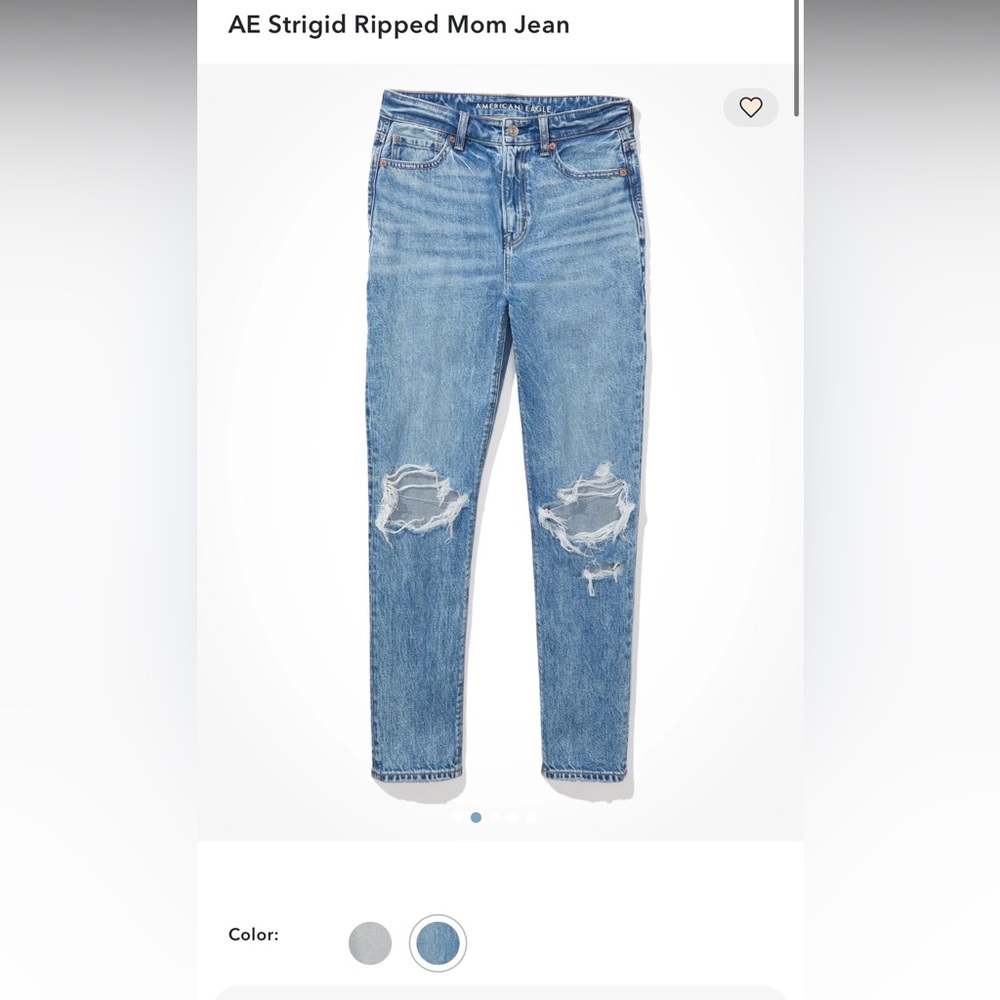 American Eagle Outfitters Ripped Straight Leg Jeans - Light Blue - Picture 2 of 6